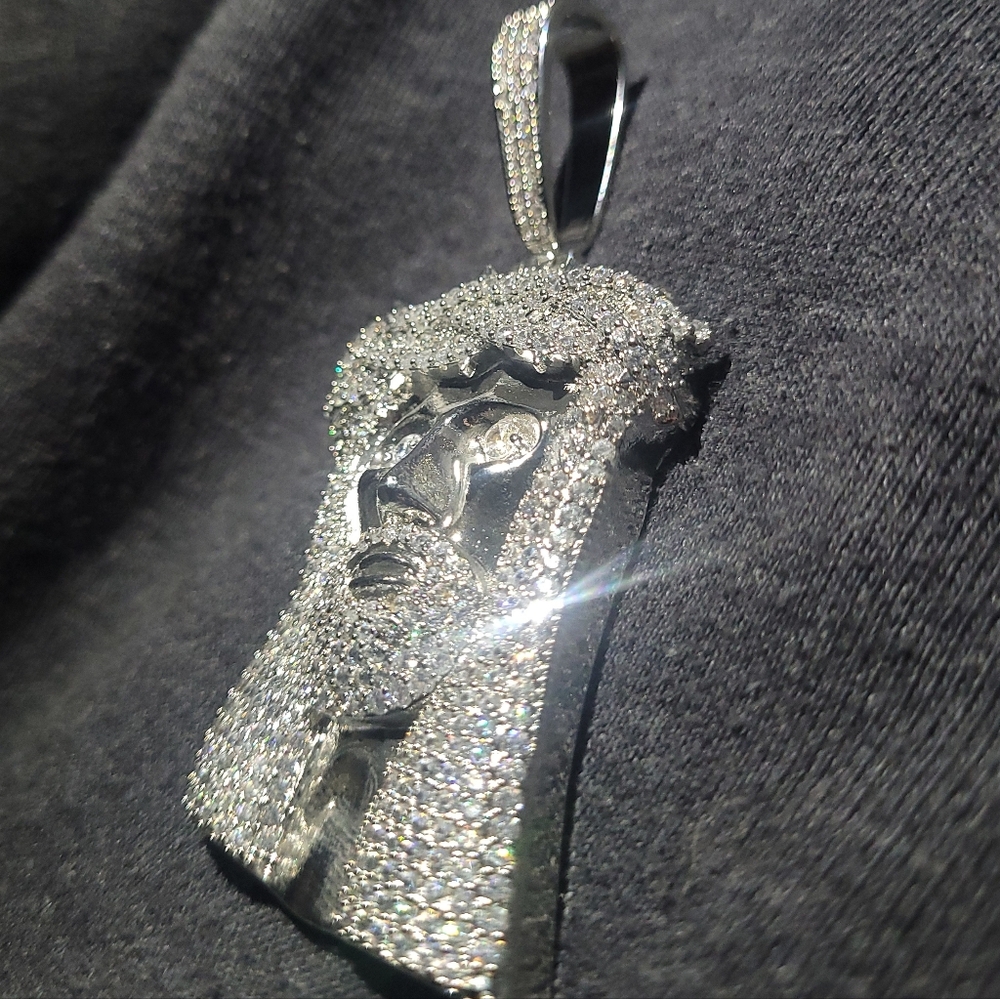 4" Large Custom Solid Sterling Silver Jesus Penda… - image 5